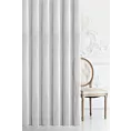 Tkanina firanowa w dyskretne pionowe prążki i efekt deszczyku zakończona szwem obciążającym