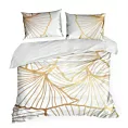 Pościel 220x200 cm z makosatyny bawełnianej kolor biały, złoty z fantazyjnym wzorem LUNA 3 Limited Collection