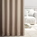 Zasłona szyta na taśmie 5 cm DORA - HIT jasnobeżowa z miękkiej tkaniny o welurowej strukturze