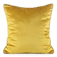 Poszewka na poduszkę 45x45 cm welwetowa, musztardowa o delikatnym połysku z ozdobną lamówką GAJA 2