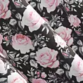 Zasłona czarno, wrzosowa z motywem róż, zaciemniająca 140x250 cm przelotka - BELLIS