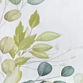 Serwetka na stół biało, zielona 30x40 cm bawełniana NATU 6 zdobiona nadrukiem liści
