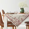 Obrus naturalno, różowy 140x180 cm THAI gobelinowy zdobiony motywem inspirowanym japońskim kwiatem wiśni