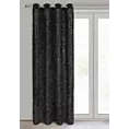 Zasłona czarna zdobiona futerkiem 140x250 cm przelotka - MARION