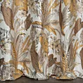 Zasłona biało, musztardowa z wzorem egzotycznych liści z welwetu 140x250 cm przelotka - ADEL