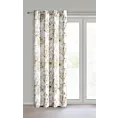 Zasłona beżowo, złota zaciemniająca z roślinnym nadrukiem i błyszczącymi akcentami 140x250 cm przelotki - OLENI