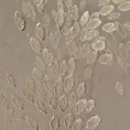 Zasłona beżowa zdobiona błyszczącym nadrukiem liści, welwetowa 140x270 cm taśma FELIS