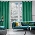 Zasłona zielona wzór geometryczny z wytłaczanego welwetu 140x250 cm przelotka - JULIA