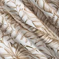 Zasłona biało, beżowa z nadrukiem egzotycznych liści, welwetowa 140x270 cm taśma/szelki - SABA