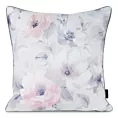 Poszewka na poduszkę 45x45 cm welwetowa, kremowo różowa z nadrukiem pastelowych kwiatów VELVET 153 Eurofirany Premium