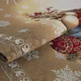 Bieżnik na stół złoty 40x100 cm gobelinowy z mieszanki włókien zdobiony świątecznym wzorem