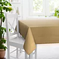 Obrus szyty jasnobeżowy z gładkiej tkaniny z delikatnym połyskiem