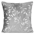 Poszewka na poduszkę 45x45 cm welwetowa pudrowo stalowa z metalicznym nadrukiem liści VELVET 71 Eurofirany Premium