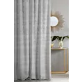 Zasłona szyta na taśmie 5 cm ISMENA jasnoszara z tkaniny welwetowej z geometrycznym błyszczącym nadrukiem