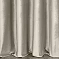 Zasłona szyta na taśmie 5 cm jasnobeżowa z tkaniny welwetowej w pionowe prążki, wykończona obciążnikiem