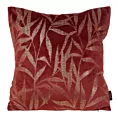 Poszewka na poduszkę 45x45 cm welwetowa kolor bordowy ze złocistym nadrukiem liści BLINK 22