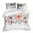 Pościel 220x200 cm bawełniana kolor biały, jasnopomarańczowy zdobiona nadrukiem kwiatów DIVA