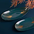 LIMITED COLLECTION Patera dekoracyjna LOTOS  turkusowo-złota  z wzorem art deco HARMONIA TURKUSU