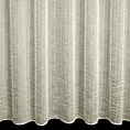 Firana szyta na taśmie fala jasnobeżowa z półmatowej kreszowanej tkaniny, w nieregularne, cienkie, pionowe pasy, wykończona obciążnikiem