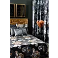 Pościel 160x200 cm z makosatyny bawełnianej kolor czarny, ciemnozłoty z motywem kwiatowym PEONIA 2 Limited Collection