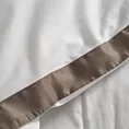 Pościel 220x200 cm bawełniana z makosatyny kolor biały, brązowy z kontrastującą kantą Reina Line