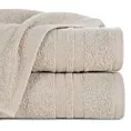 Ręcznik kąpielowy 50x90 cm bawełniany kolor beżowy z bordiurą w paski podkreślone błyszczącą nicią 500 g/m2 GALA
