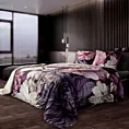 Pościel 220x200 cm bawełniana z makosatyny kolor fioletowy, różowy z botanicznym wzorem Reina Line
