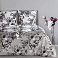 Pościel 220x200 cm bawełniana kolor popielaty, biały dwustronna z wzorem kwiatowym NIKA 54