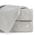 Ręcznik kąpielowy 50x90 cm bawełniany kolor stalowy zdobiony haftem różyczek DALIA