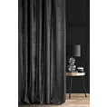 Zasłona szyta na taśmie 5 cm SAFARI czarna z miękkiej welwetowej tkaniny w wytłaczany drobny wzór