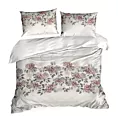 Pościel 220x200 cm bawełniana kolor jasnoszary, biały z wzorem kwiatowym NIKA 43