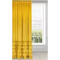 Zasłona welwetowa musztardowa zdobiona falbanami 140x270 cm taśma - CHARLOTTE