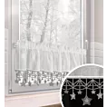 Zazdrostka biało, srebrna z etaminy zdobiona świątecznymi gwiazdkami 150x30 cm tunel - XMAS