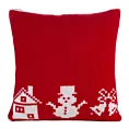 Poszewka na poduszkę 45x45 cm z miękkiej dzianiny czerwono biała z wzorem w stylu skandynawskim