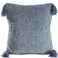 Poszewka na poduszkę 45x45 cm o strukturze miękkiego futra niebieska z ozdobnymi chwostami ELDA