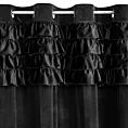 Zasłona welwetowa czarna zdobiona falbanami 140x250 cm przelotka - ERIN