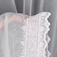 Firana szyta na taśmie 5 cm biało beżowa z matowej tkaniny ADEN haftowanej w geometryczny wzór