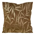 Poszewka na poduszkę 45x45 cm welwetowa kolor brązowy ze złocistym nadrukiem liści BLINK 22