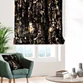Roleta rzymska czarno złota z tkaniny welwetowej z metalicznym nadrukiem