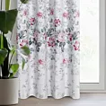 Zasłona srebrno różowa z kwiatowym nadrukiem, z lekkiej mikrofibry 140x250 cm przelotka - LEA - Design 91