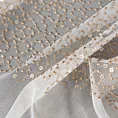 Firana szyta na przelotkach biało beżowa z delikatnie połyskującej tkaniny typu PERU, zdobionej haftem oraz cekinami