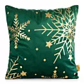 Poszewka na poduszkę świąteczna 45x45 cm welwetowa zdobiona nadrukiem szampańskich śnieżynek