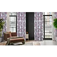 Zasłona srebrno, różowa w kwiaty z etaminy 140x250 cm przelotka - SHERRY