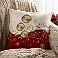 Poszewka na poduszkę 45x45 cm świąteczna gobelinowa beżowo, czerwona