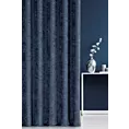 Zasłona szyta na taśmie 5 cm granatowa z miękkiej tkaniny szenilowej typu dimout o naturalnym splocie