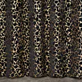 Zasłona szyta na taśmie 5 cm czarno złota z szenilowej tkaniny w zwierzęcy wzór przetykany błyszczącą nicią