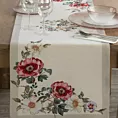 Bieżnik na stół naturalno, czerwony 40x100 cm gobelinowy z motywem kwiatowym