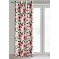 Zasłona biało, różowa z malarskim motywem kwiatów 140x250 cm przelotka - PETRA