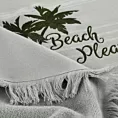 Ręcznik plażowy 90x170 bawełniany kolor stalowy z nadrukiem kontrastujących paseczków i frędzli 350 g/m2 ELBA