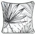 Poszewka na poduszkę 45x45 cm welwetowa, biało czarna z motywem roślinnym z wypustką na brzegach PALOMA Eurofirany Premium
